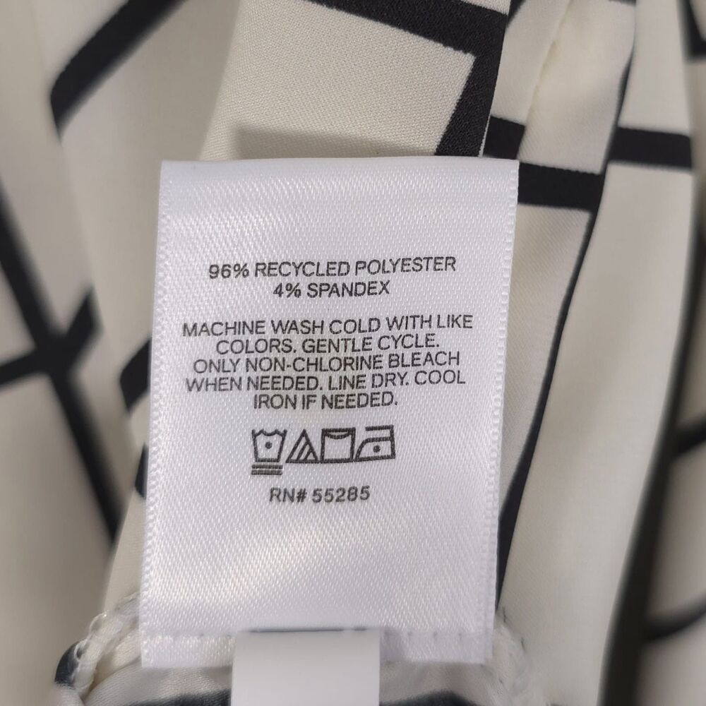 EXPRESS‎ New Women's Top Shirt XS Geometric Black Cream Boyfriend Portofino - Picture 11 of 11